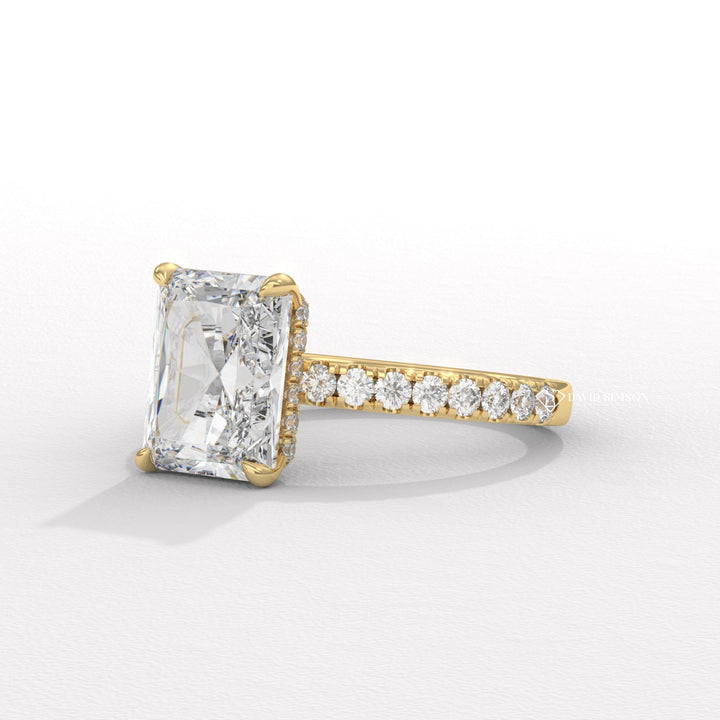 2.50CT-3.50CT Radiant Diamond Hidden Halo & pave Engagement Ring