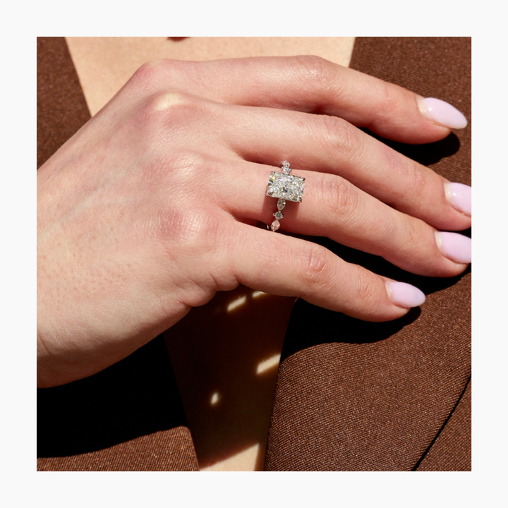 4ct Radiant G- VS Lab Grown Diamond Dainty Engagement Ring