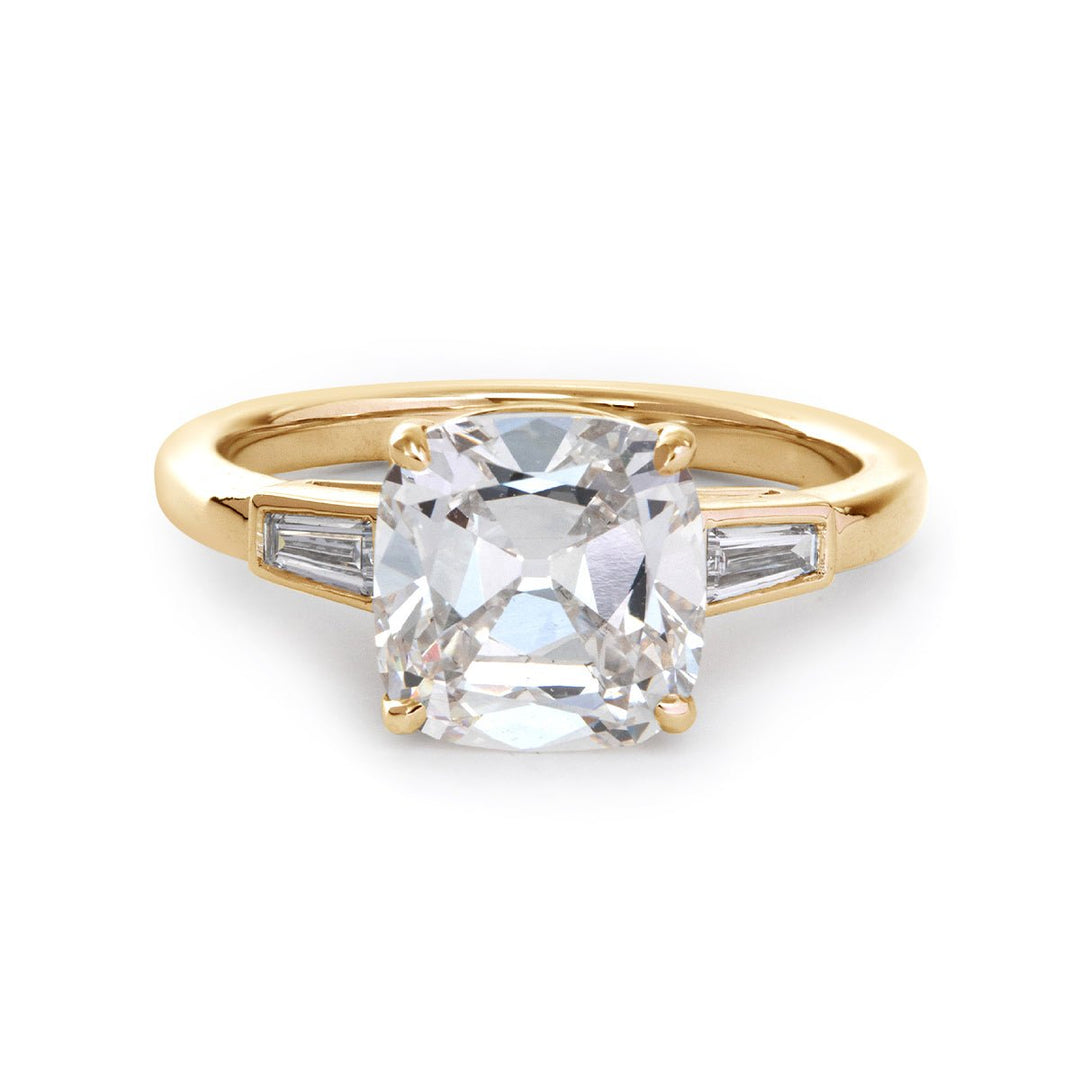 IGI Certified Old Mine Diamond Ring3ct Antique Cushion Diamond TrilogyThree Stone Old Mine Cut Setting