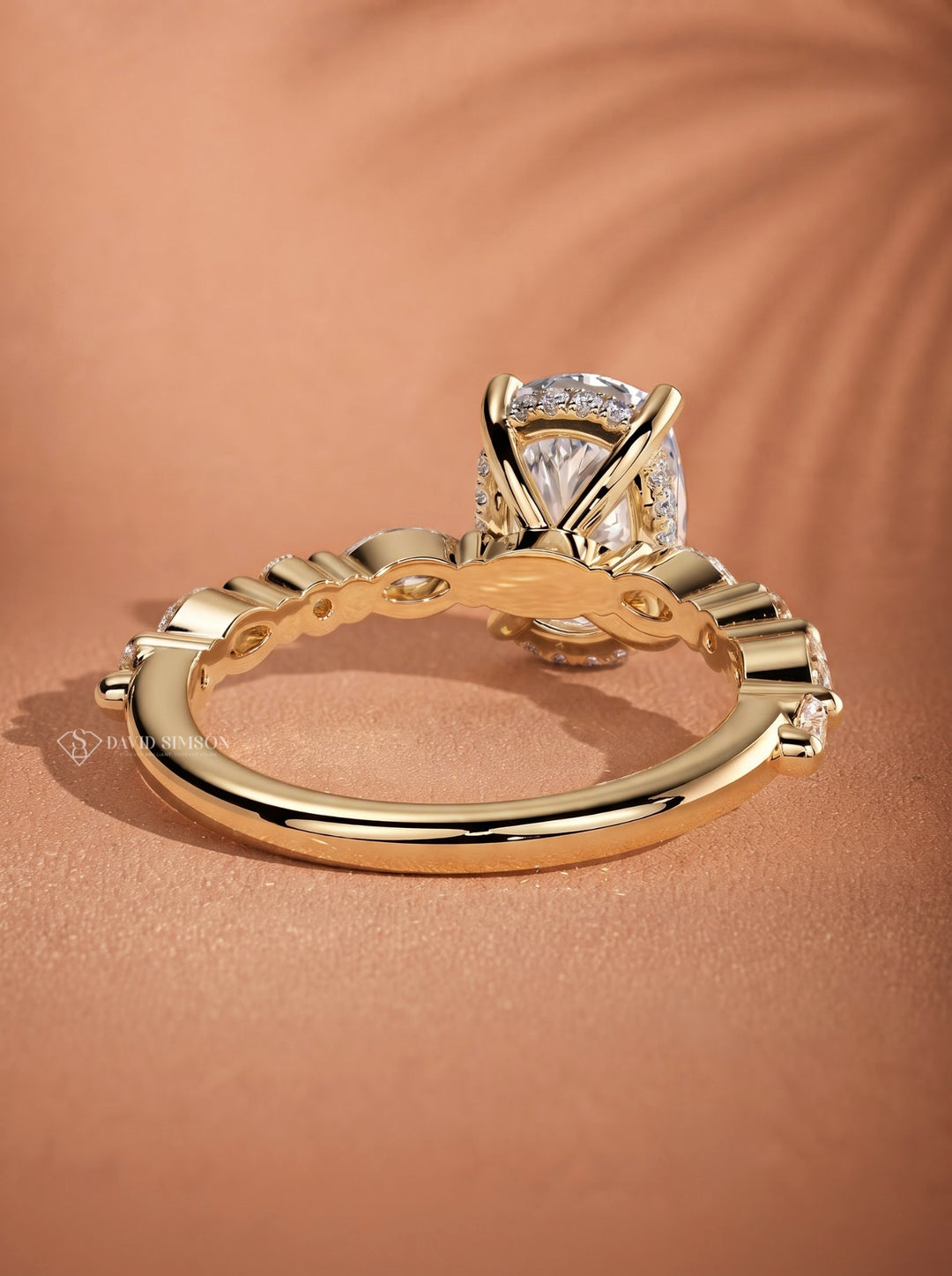2.0CT to 3.0CT Elongated Cushion Lab Grown Diamond Accent Pave Hidden Halo Engagement Ring