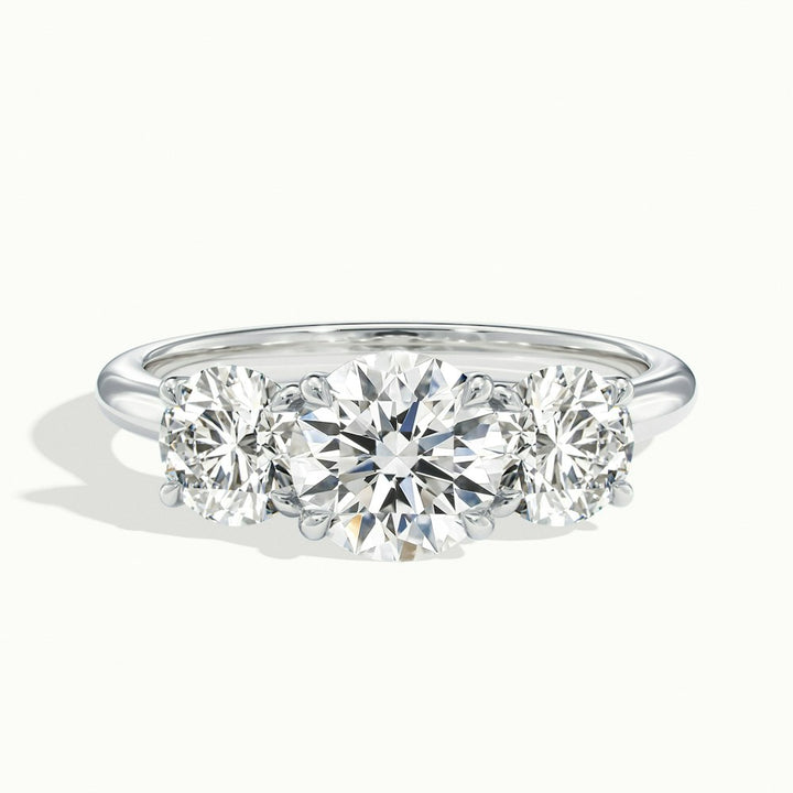 2.0CT Round Cut Three Stone Moissanite Diamond Engagement Ring