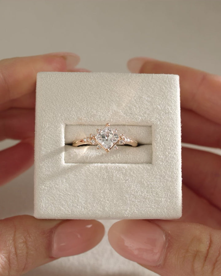 1.06 CT Princess Cut Moissanite Cluster Engagement Ring