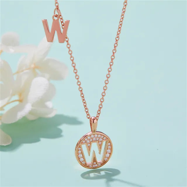 " W " Letter Moissanite Diamond Necklace for Women