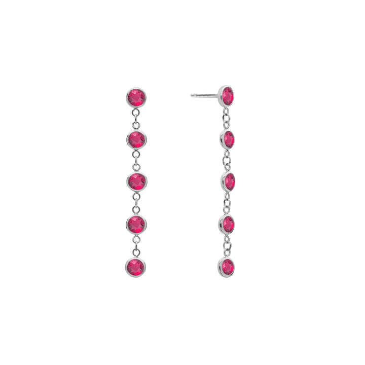 1.0CT Round Ruby Diamond July Birthstone Drop Earrings