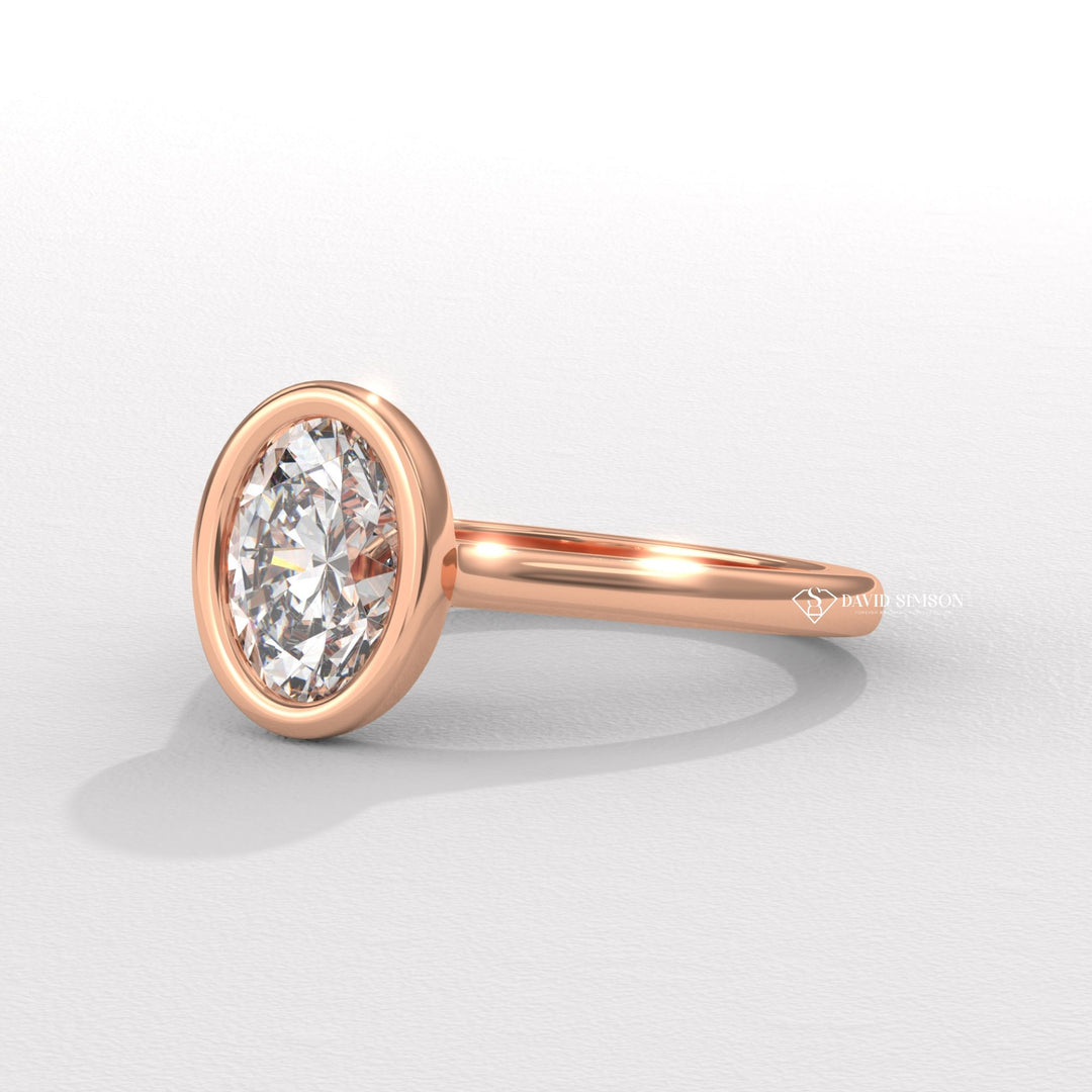 2.0CT-3.0CT Bezel Set Oval Moissanite Diamond Engagement Ring