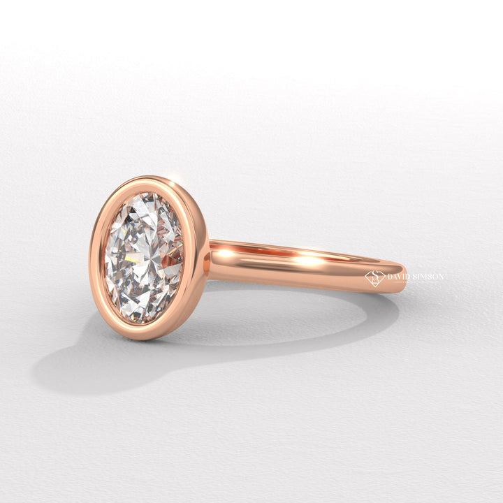 2.0CT-3.0CT Bezel Set Oval Moissanite Diamond Engagement Ring