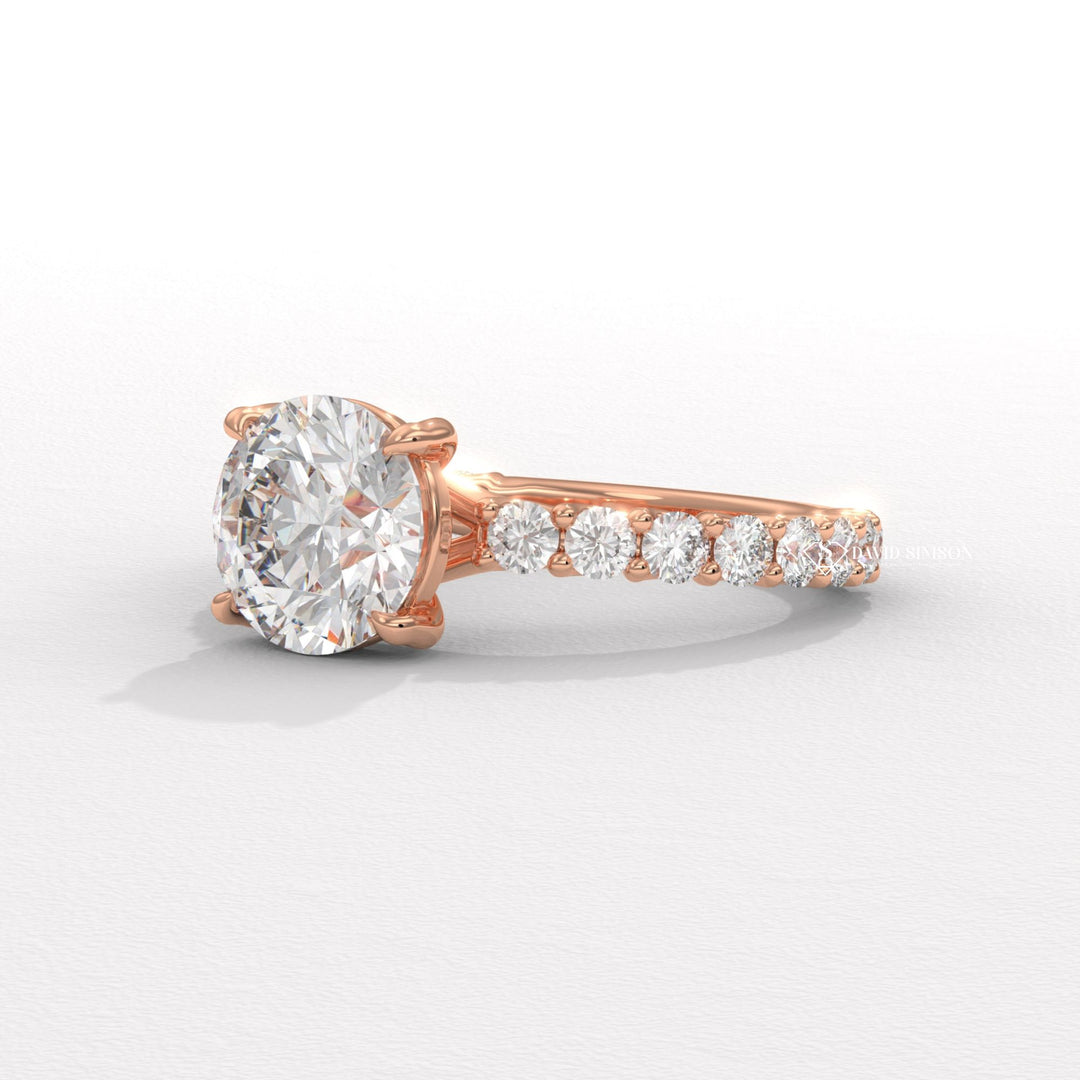1.50CT-2.50CT Round Moissanite Diamond Pave Engagement Ring