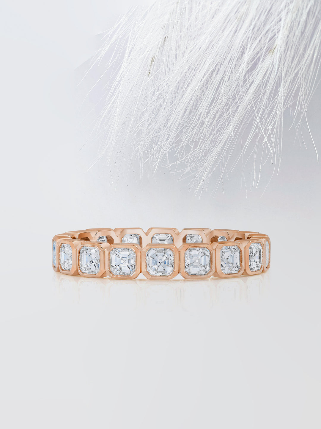 Asscher Cut Moissanite Bezel Set Eternity Diamond Wedding Band