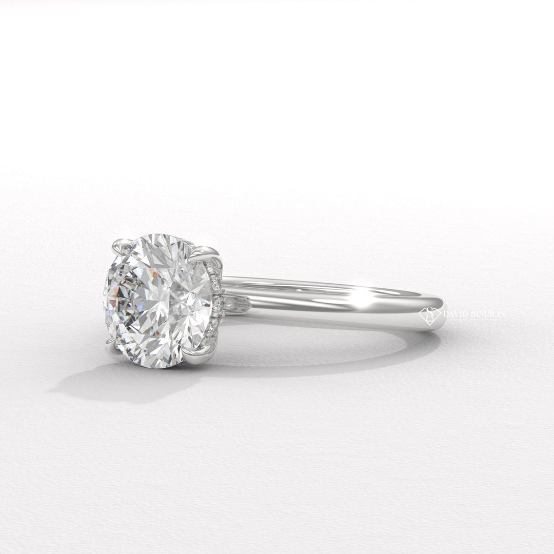 2.50CT-3.50CT Round Moissanite Solitaire Diomond Hidden Halo Engagement Ring