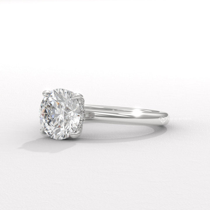 2.50CT-3.50CT Round Moissanite Solitaire Diomond Hidden Halo Engagement Ring