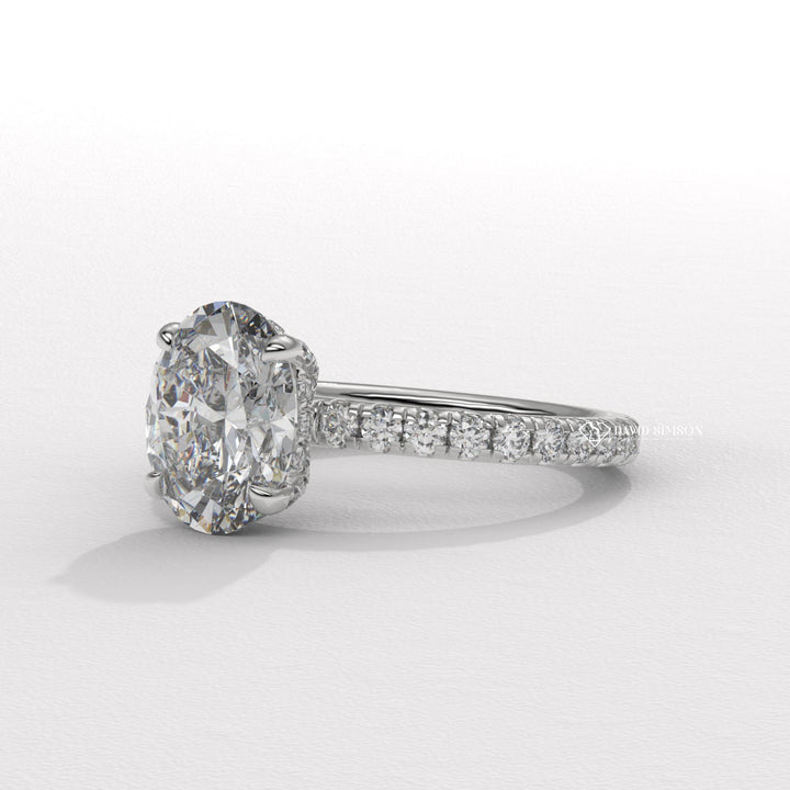 2.0CT-3.0CT Oval Shape Moissanite Diomond Pave Engagement Ring