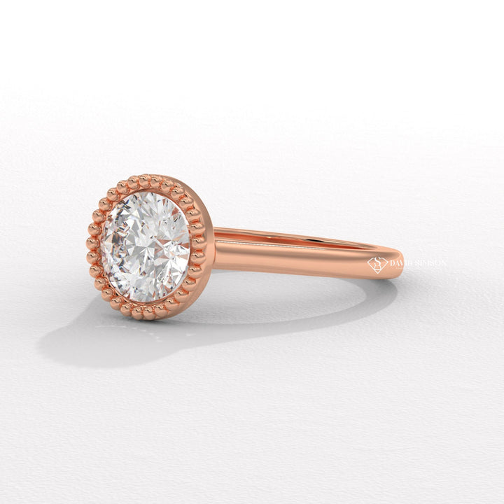 2.0CT-4.0CT Bezel Set Round Moissanite Diamond Vintage Engagement Ring