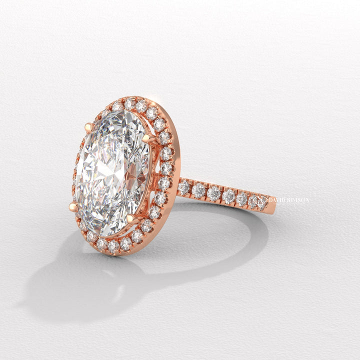 2.0CT-3.0CT Oval Halo Moissanite Diamond Engagement Ring