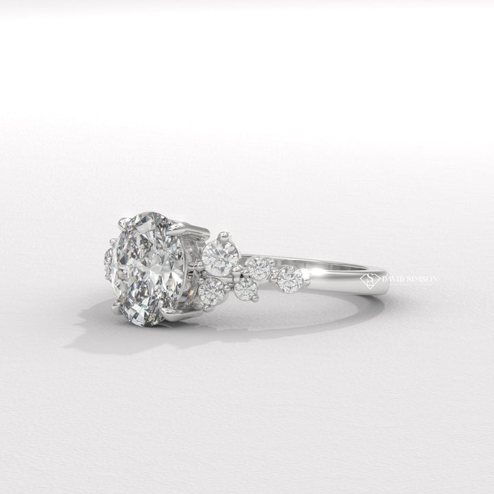 1.50CT-2.50CT Oval Moissanite Diamond Cluster Engagement Ring