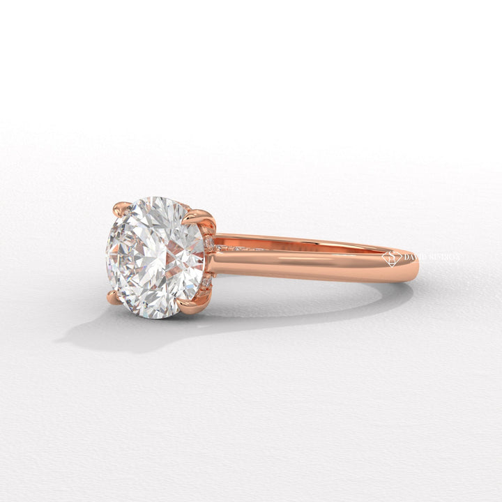 2.0CT-3.0CT Round Moissanite Diamond Hidden Halo Bridge Set Engagement Ring