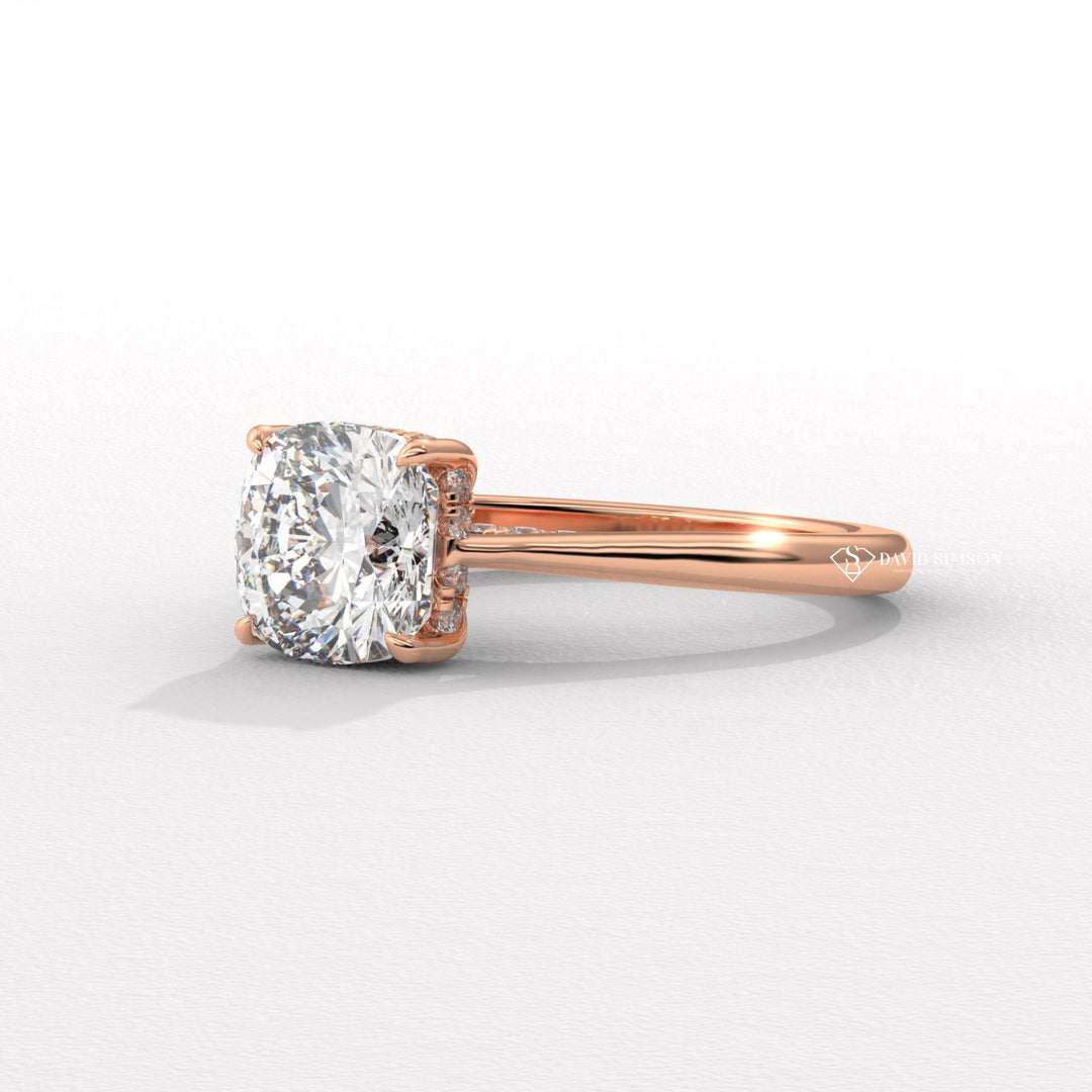 2.0CT-3.0CT Cushion Moissanite Diamond Hidden Halo Engagement Ring