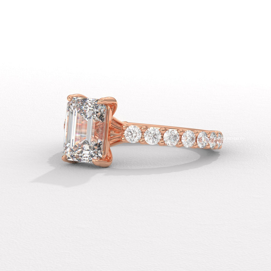 2CT-3CT Emerald Moissanite Diamond Unique Pave Engagement Ring