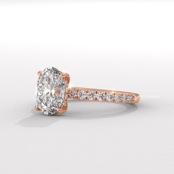 3.0CT-4.0CT Oval Moissanite Hidden Halo Diamond Engagement Ring