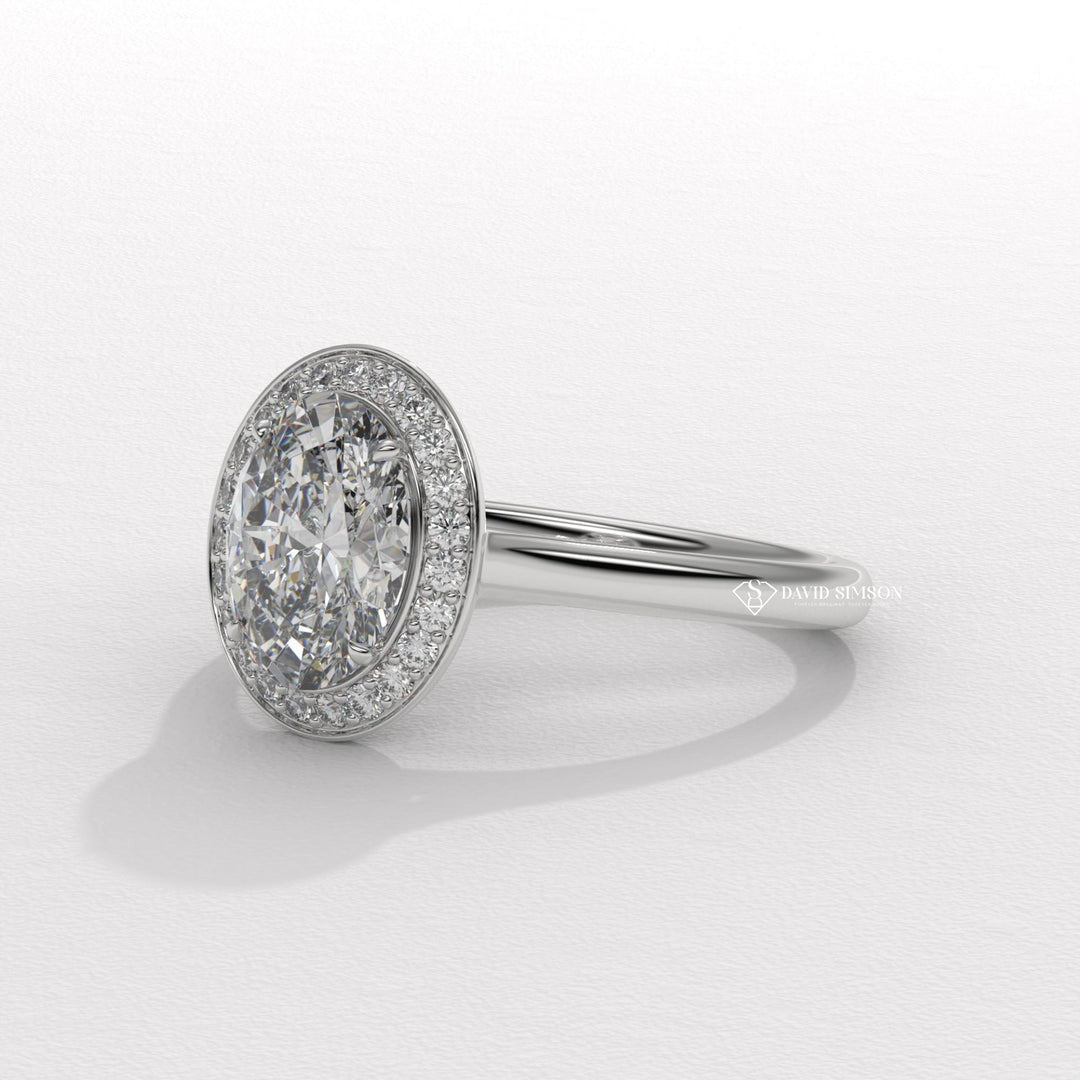 1.50CT-2.50CT Oval Cut Moissanite Channel Set Halo Diamond Engagement Ring