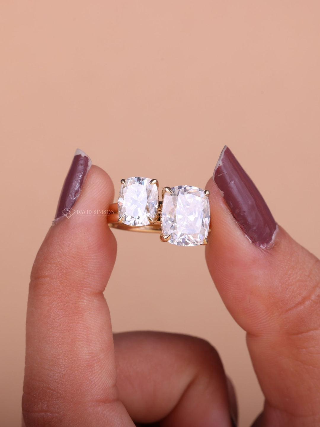 1.50CT-2.50CT Cushion Cut Moissanite Diamond Hidden Halo Engagement Ring