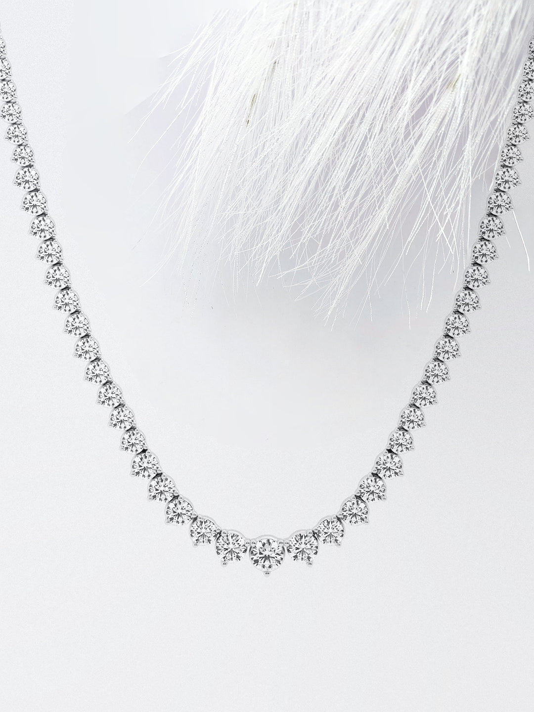 Round Cut Moissanite Diamond Tennis Necklaces for Women