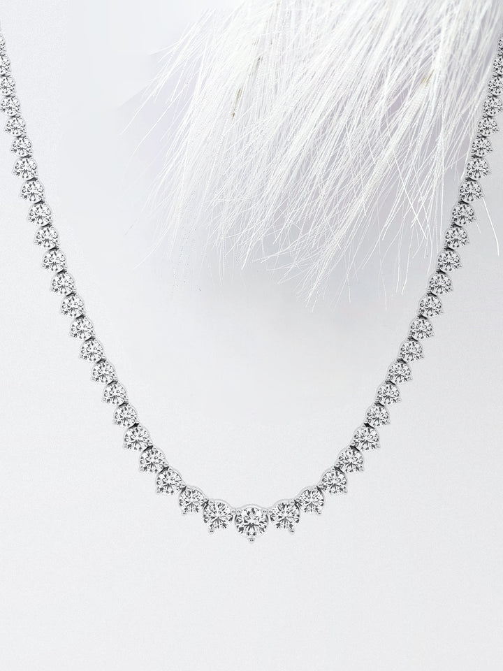 Round Cut Moissanite Diamond Tennis Necklaces for Women