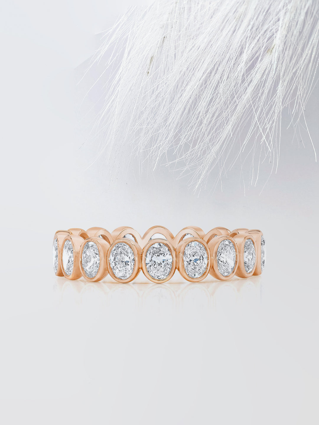 Bezel Set Oval Cut Moissanite Eternity Diamond Wedding Band