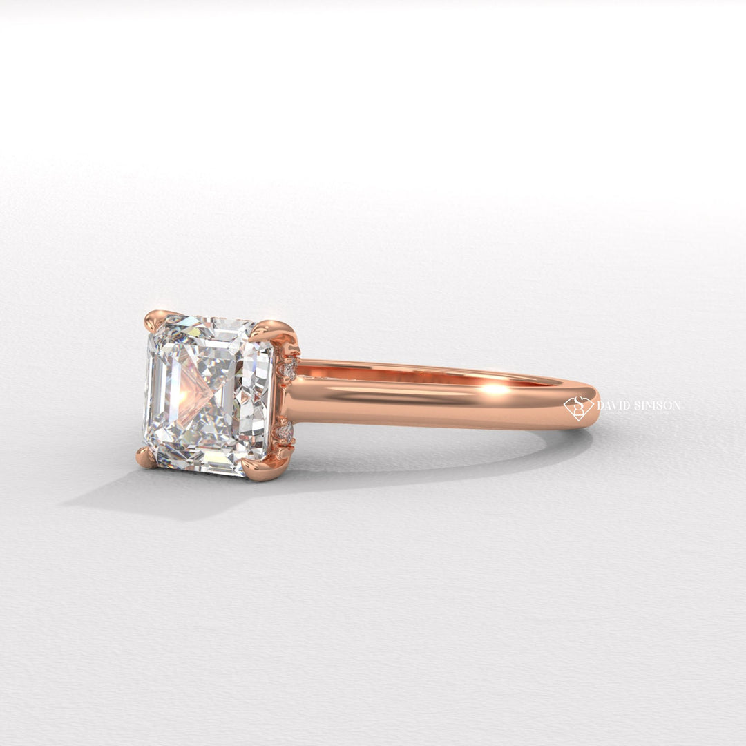 2.50CT-3.50CT Asscher Moissanite Diamond Bridge Set Engagement Ring