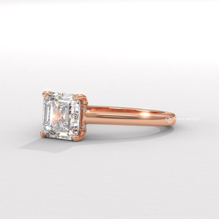 2.50CT-3.50CT Asscher Moissanite Diamond Bridge Set Engagement Ring