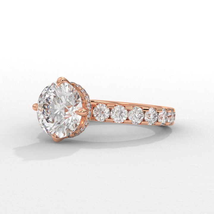 2.0CT-3.0CT Round Diamond Hidden Halo & Pave Engagement Ring