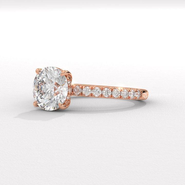 1.0CT-3.0CT Round Moissanite Diamond Hidden Halo Engagement Ring