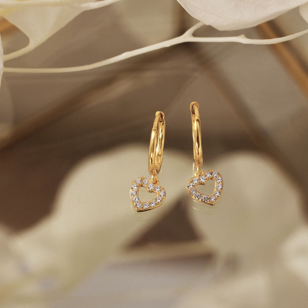 Heart Shape Hoop Diamond Earrings for Women