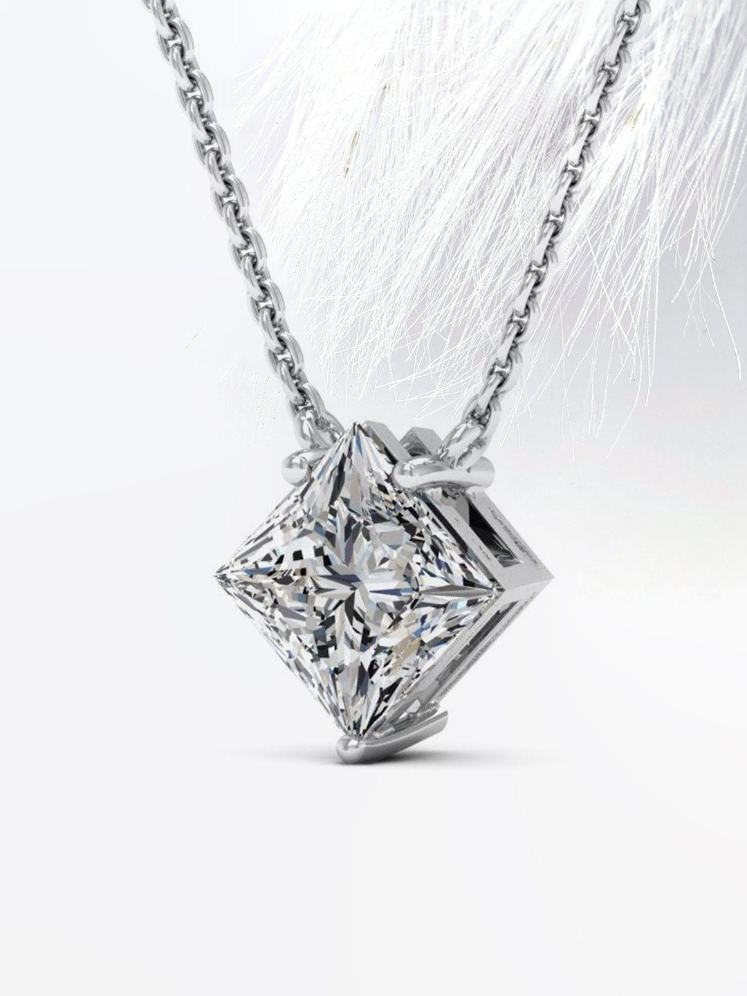 Princess Cut Moissanite Diamond Solitaire Pendant Necklace