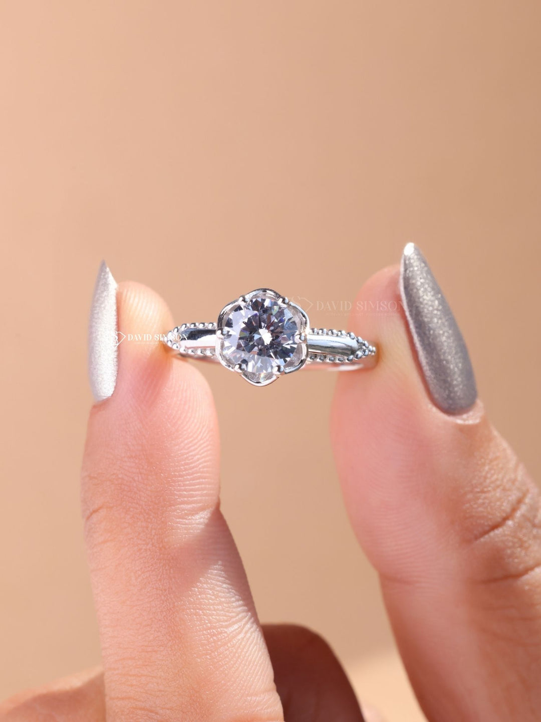 1.50CT-2.50CT Round Cut Moissanite Diamond Vintage Solitaire Engagement Ring