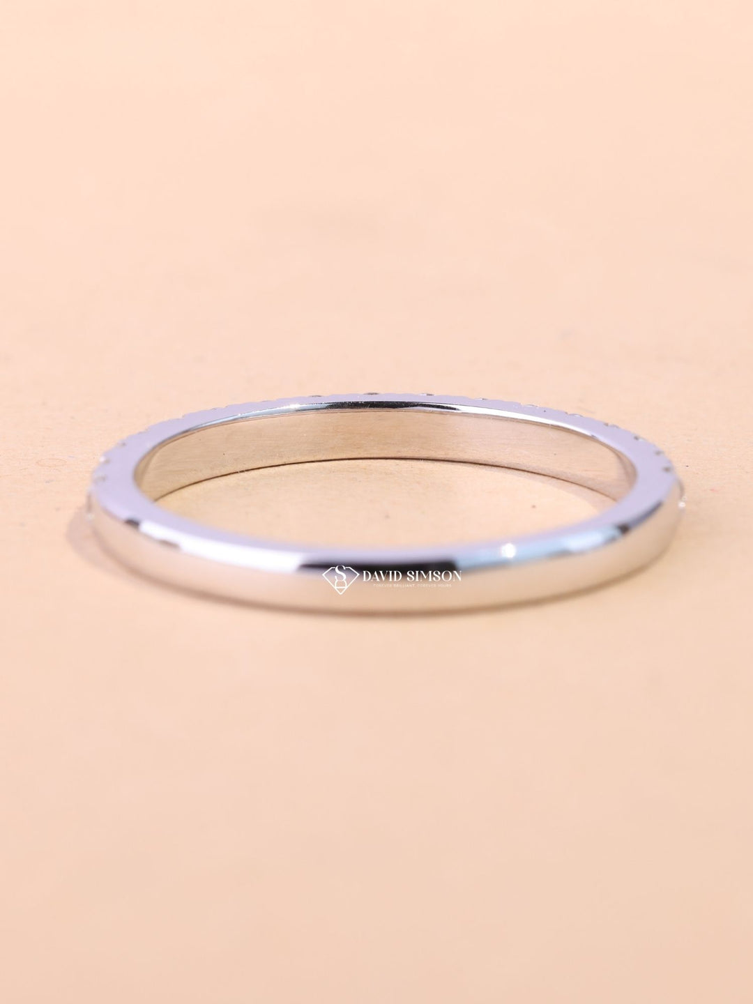 Round Cut Diamond Half Eternity Wedding Stacking Band