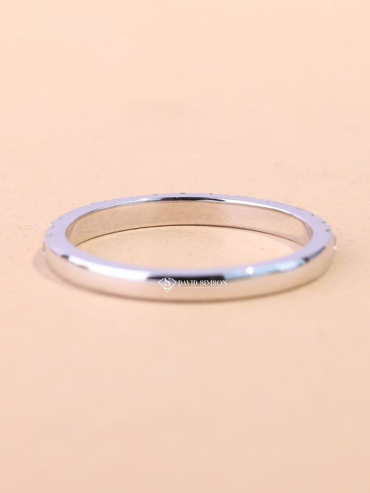 Round Cut Diamond Half Eternity Wedding Stacking Band
