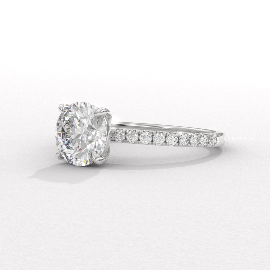 1.50CT-2.50CT Round Moissanite Pave Diamond Engagement Ring