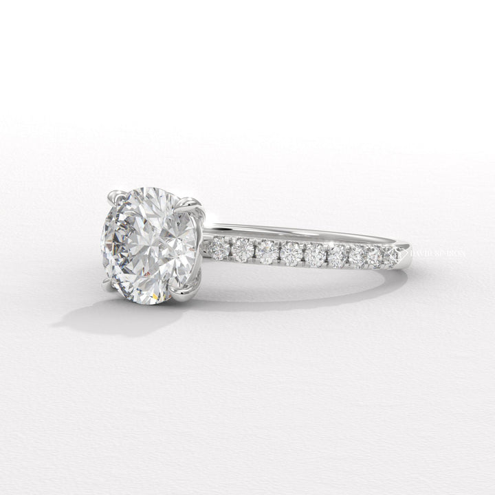 1.50CT-2.50CT Round Moissanite Pave Diamond Engagement Ring