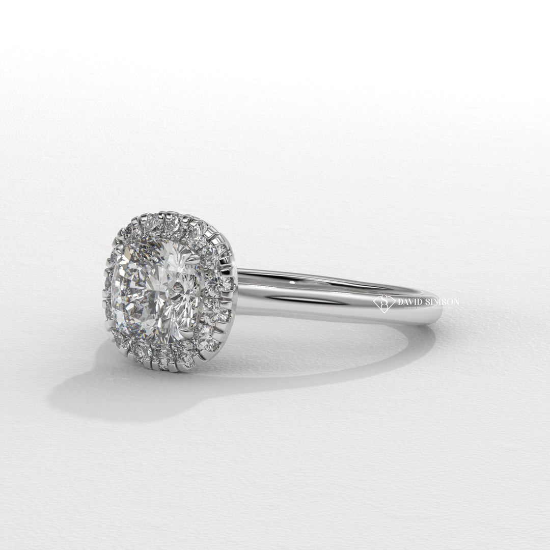 1.0CT-2.0CT Cushion Cut Moissanite Halo Diamond Solitaire Engagement Ring