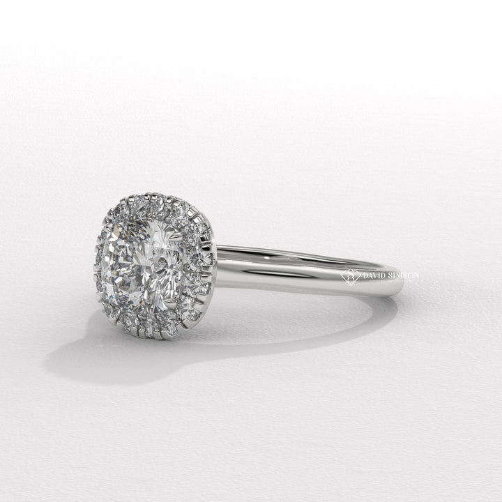 1.0CT-2.0CT Cushion Cut Moissanite Halo Diamond Solitaire Engagement Ring