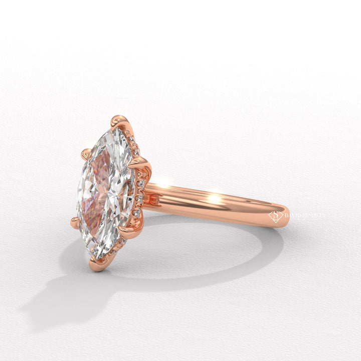 1.50CT-2.50CT Marquise Moissanite Hidden Halo Diomond Engagement Ring