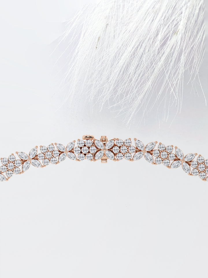 Marquise Cut Floral Diamond Lab Grown Tennis Necklace