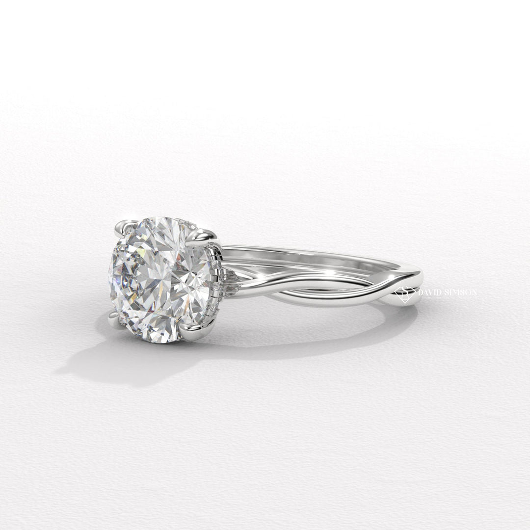 2.50CT-3.50CT Round Moissanite Diamond Twisted Engagement Ring