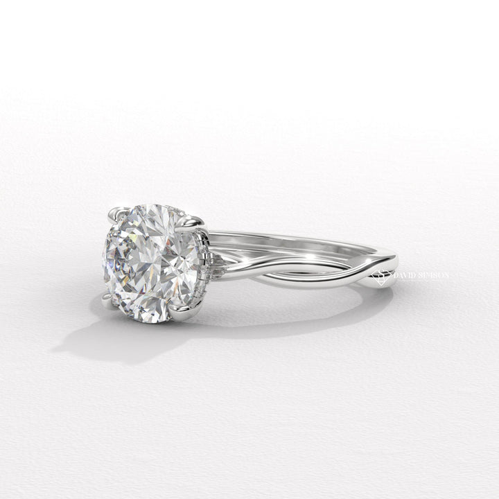 2.50CT-3.50CT Round Moissanite Diamond Twisted Engagement Ring