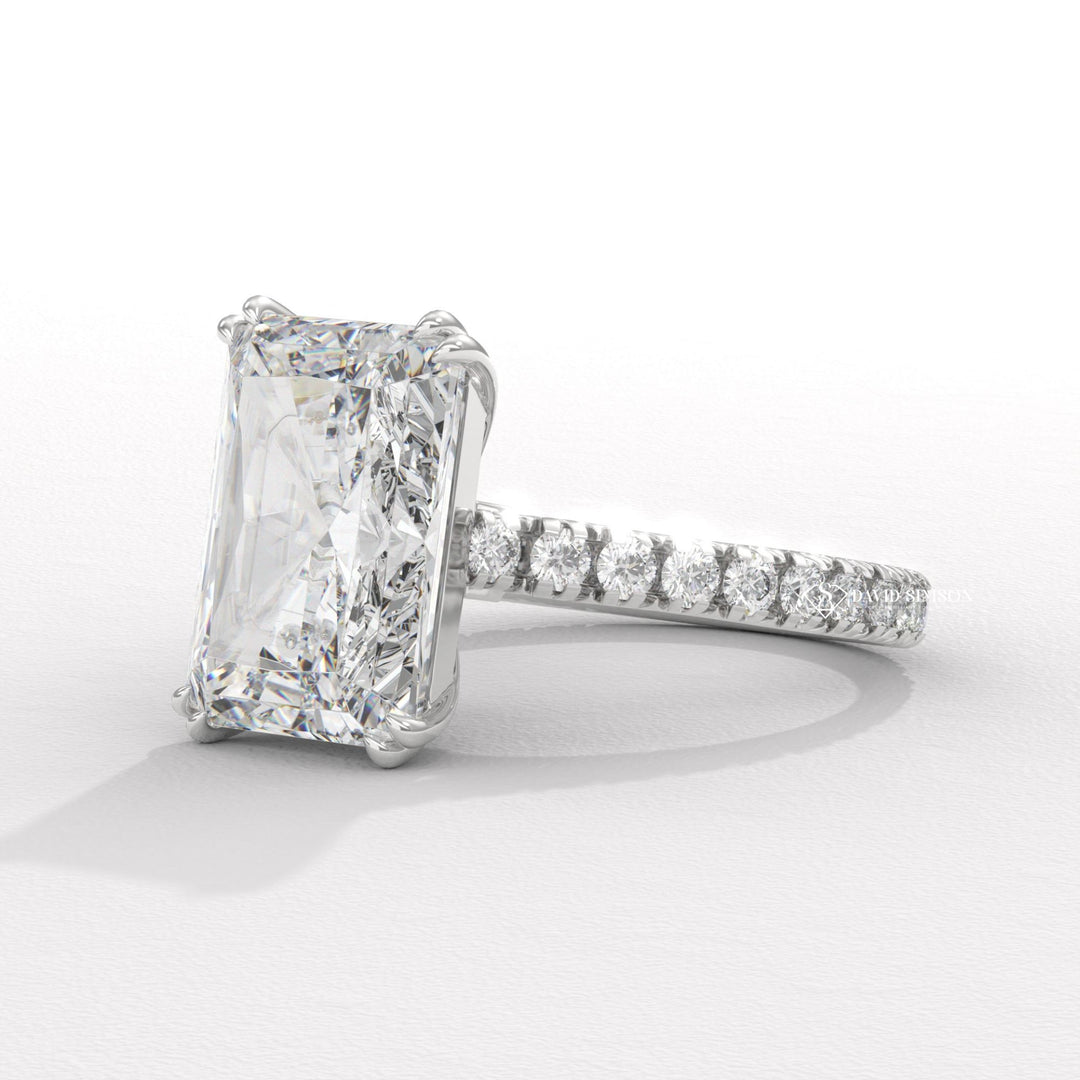 4.0CT-5.0CT Radiant Moissanite Diamond Cathedral set Pave Engagement Ring