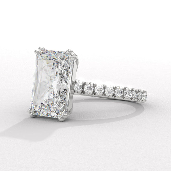 4.0CT-5.0CT Radiant Moissanite Diamond Cathedral set Pave Engagement Ring