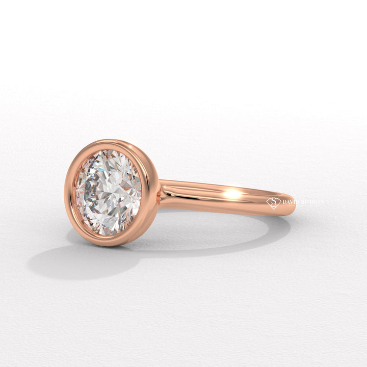 3.0CT-5.0CT Bezel Set Round Moissanite Diamond Engagement Ring