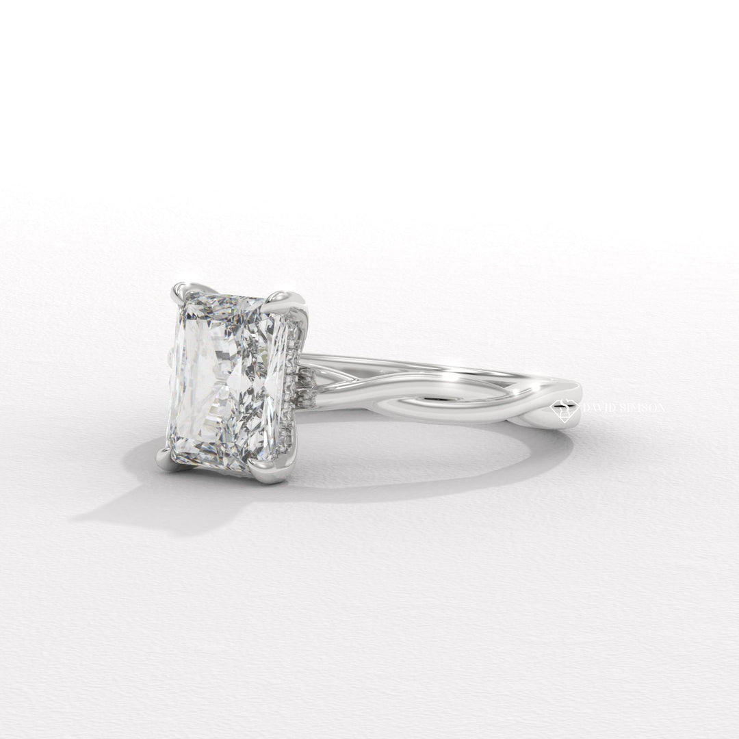 2.0CT-3.0CT Radiant Moissanite Infinity Diamond Hidden Halo Engagement Ring