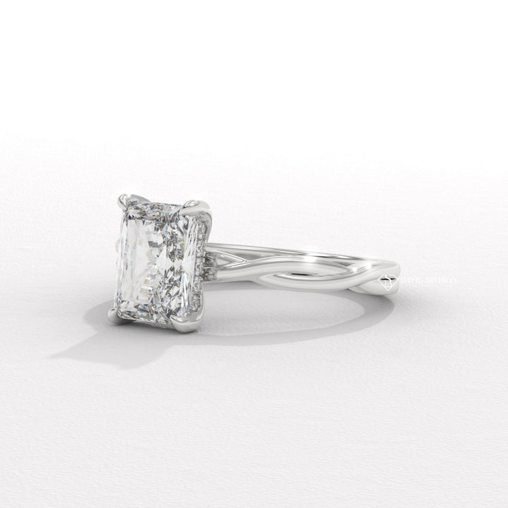 2.0CT-3.0CT Radiant Moissanite Infinity Diamond Hidden Halo Engagement Ring