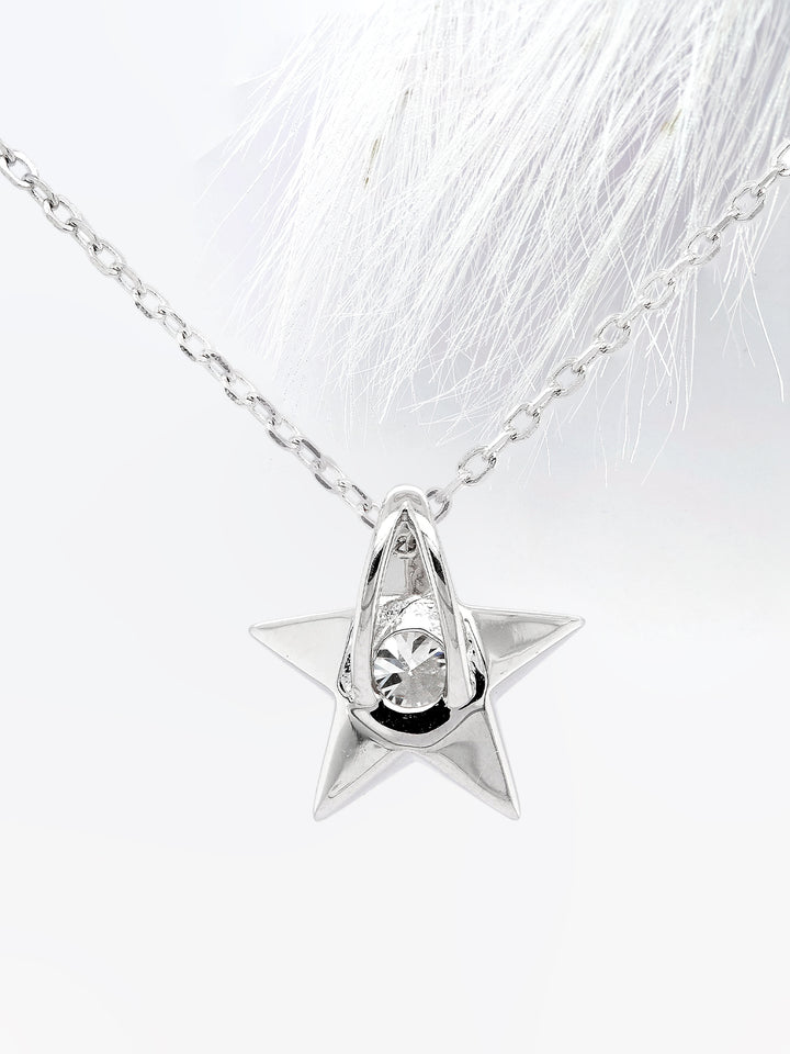 Round Cut Moissanite Diamond Star Necklace for Women